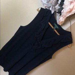 Ralph Lauren, navy blue with ruffles dress tank
